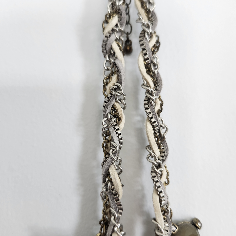 Necklace Braided Stones Multi Dark Green Chunky Layering